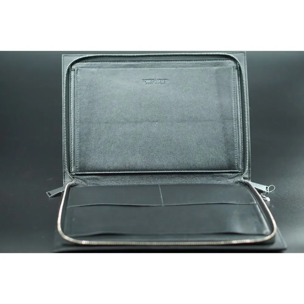 Bottega Veneta Intrecciato Leather Document Case Woven Bag $1090 Black Pad